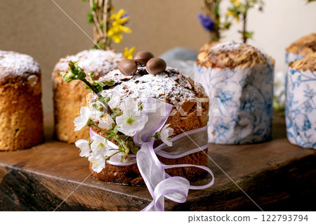 Italian traditional Easter panettone cake Italian traditional Easter panettone cake 122793794