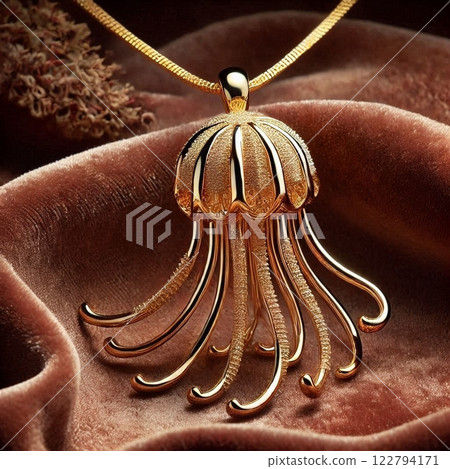 Golden jellyfish necklace 122794171