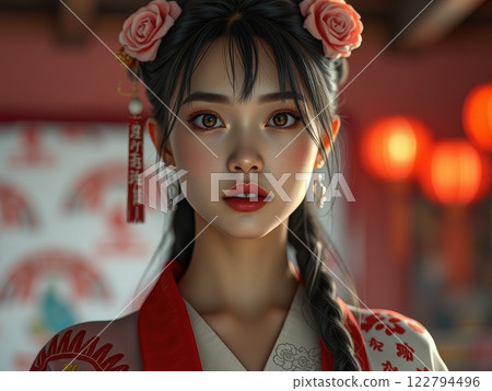 Asian woman model beauty portraits cartoon ai generated 122794496