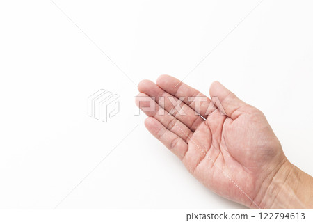 白色背景下的男手 白色背景下的男手 122794613