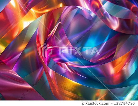 Abstract Colorful Ribbon Background with Vibrant Swirling Patterns for Design 122794756