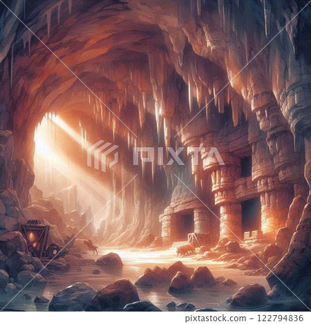 Mysterious limestone cave 122794836