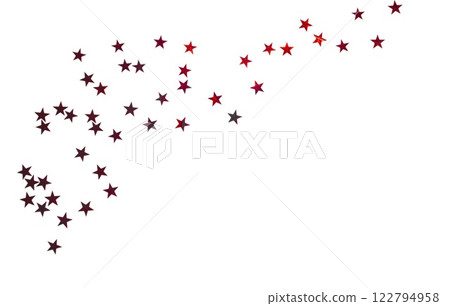 Red confetti in the shape of stars isolated on a white or transparent background. Decoration for holiday backgrounds 122794958