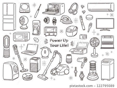 家電插圖集-新生活/獨居支持-線條畫 122795089