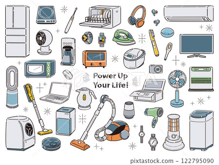 家電插圖集-新生活/獨居支持-線條畫 家電插圖集-新生活/獨居支持-線條畫 122795090