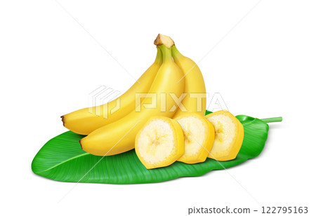 Banana illustration realistic white background Banana illustration realistic white background 122795163