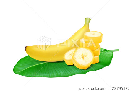 Banana illustration realistic white background 122795172