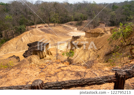 Stunning rock formations at Phae Mueang Phi Forest Park in Phrae, Thailand 122795213