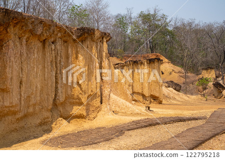 Stunning rock formations at Phae Mueang Phi Forest Park in Phrae, Thailand 122795218