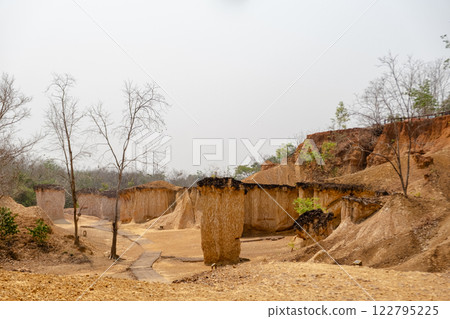 Stunning rock formations at Phae Mueang Phi Forest Park in Phrae, Thailand 122795225
