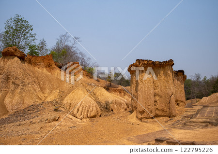 Stunning rock formations at Phae Mueang Phi Forest Park in Phrae, Thailand 122795226