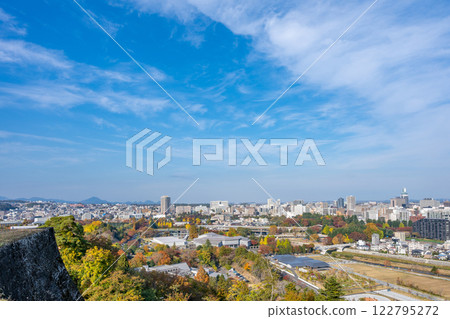 Sendai Castle, north wall of the main enclosure, Sendai city center, cityscape, observation deck Sendai Castle, north wall of the main enclosure, Sendai city center, cityscape, observation deck 122795272