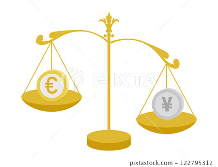 歐元兌日圓匯率中歐元疲軟和日圓走強的形象說明 122795312