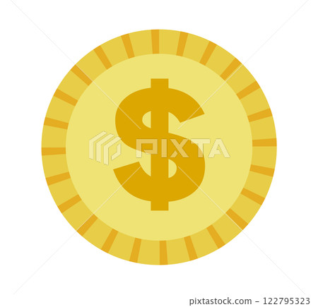 Illustration of an image of the American dollar in the form of a coin 122795323