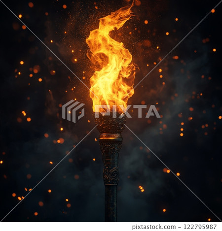 Flaming Torch Symbol of Resilience 122795987