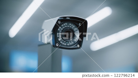Advanced Airport Security System: Close Up of Installed CCTV Camera Advanced Airport Security System: Close Up of Installed CCTV Camera 122796214