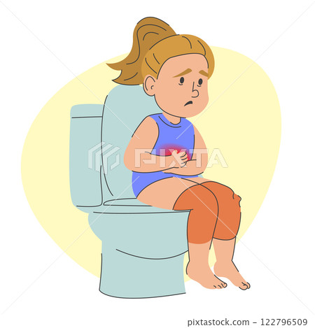 Girl is suffering from diarrhea 122796509