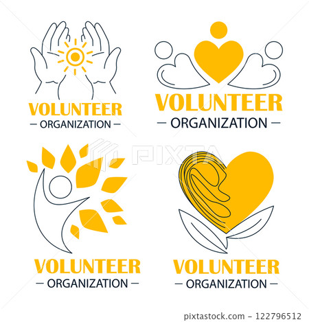 Volunteer organization logo set vector isolated Volunteer organization logo set vector isolated 122796512