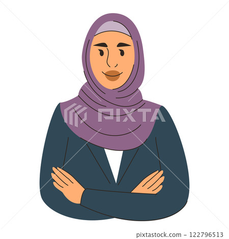 Muslim businesswoman standing with crossed arms 122796513