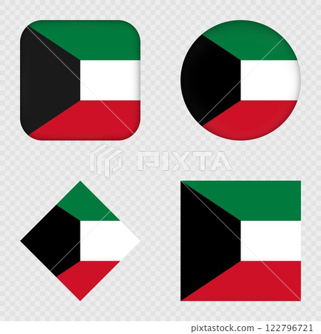 Kuwait Flag Icons Pack. Vector illustration. Kuwait Flag Icons Pack. Vector illustration. 122796721