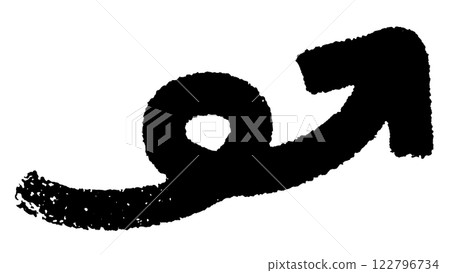 A rotating upward arrow to the upper right. A powerful magic hand-drawn style. Black version. 122796734