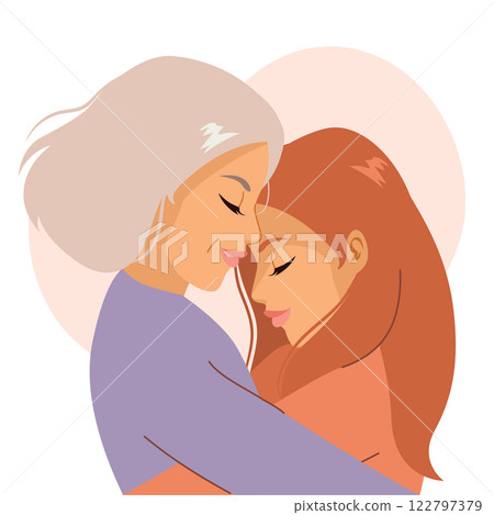Senior Mother And Young Adult Daughter Togetherness Concept Vector Illustration Senior Mother And Young Adult Daughter Togetherness Concept Vector Illustration 122797379