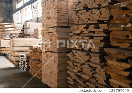 Warehouse with various types of timber Warehouse with various types of timber 122797649