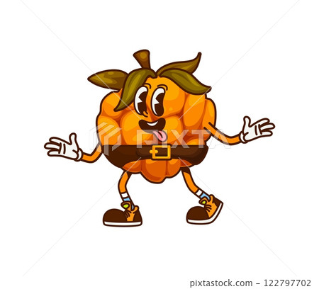 Cartoon groovy cloudberry pirate or corsair berry character, vector comic personage. Groovy cloudberry berry Caribbean pirate captain with funny face and silly tongue out for kids cartoon character Cartoon groovy cloudberry pirate or corsair berry character, vector comic personage. Groovy cloudberry berry Caribbean pirate captain with funny face and silly tongue out for kids cartoon character 122797702