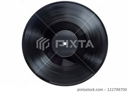 Black vinyl record on solid white background. Neural network AI generated Black vinyl record on solid white background. Neural network AI generated 122798700