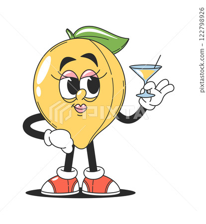 Yellow lemon girlish character doodle Yellow lemon girlish character doodle 122798926