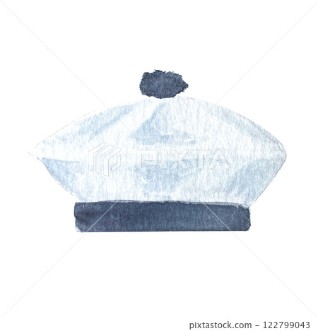 Tarpaulin, sailor hat with anchor watercolor hand painted illustration set isolated on white. Navy design element. High quality art perfect for cards, banners, invitations, guides, stationary and Tarpaulin, sailor hat with anchor watercolor hand painted illustration set isolated on white. Navy design element. High quality art perfect for cards, banners, invitations, guides, stationary and 122799043