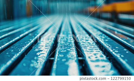 Molding industrial concept. Close up of Aluminum Mold Cooling Under High Pressure Conditions in Industrial Setting 122799150