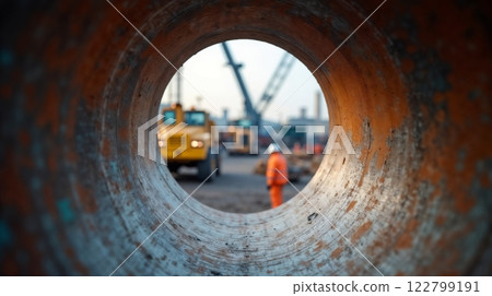 Metal pipe and background construction Metal pipe and background construction 122799191