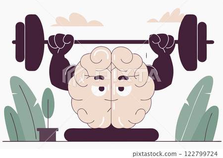 Brain lifting barbell. Brain workout. Mind exercises and training Brain lifting barbell. Brain workout. Mind exercises and training 122799724