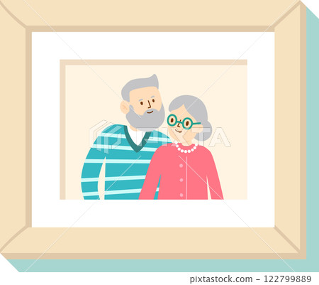 Happy elderly couple smiling together in a simple wooden frame, celebrating their enduring love and companionship, capturing cherished moments of their life journey and shared memories Happy elderly couple smiling together in a simple wooden frame, celebrating their enduring love and companionship, capturing cherished moments of their life journey and shared memories 122799889