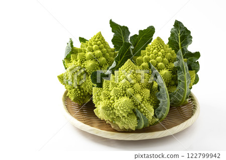 白色背景下的羅馬花椰菜 122799942