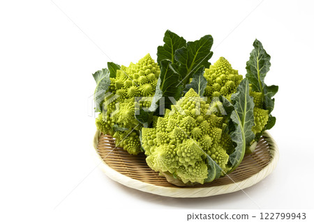 白色背景下的羅馬花椰菜 122799943