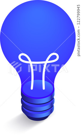 Glowing blue light bulb symbolizes innovative ideas, representing a bright future filled with creative inspiration in the realms of business and technology 122799945