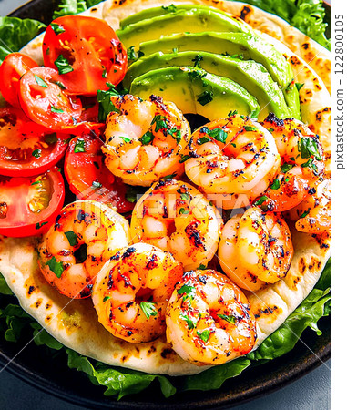 Spicy Shrimp Tacos: Homemade spicy shrimp tacos. 122800105