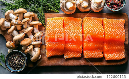 Natural sources of vitamin D are dairy products, salmon, mushrooms Natural sources of vitamin D are dairy products, salmon, mushrooms 122800113