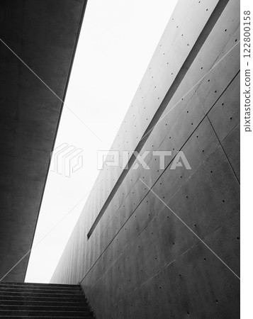 Grey cement panel concrete Wall Building stairs step Architecture details 122800158