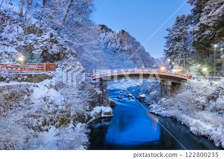 栃木日光_大谷川神橋的雪景 栃木日光_大谷川神橋的雪景 122800235