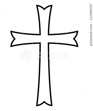 Christian cross, black and white vector silhouette illustration of religious Latin cross shape, isolated on white Christian cross, black and white vector silhouette illustration of religious Latin cross shape, isolated on white 122800397