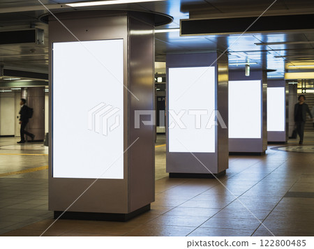 Mock up banner set indoor building light box Media advertisement blank screen 122800485