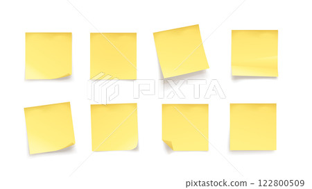 yellow various realistic memo papers in set yellow various realistic memo papers in set 122800509