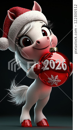 a cute white horse, symbolizing the year of the horse in 2026 122800512