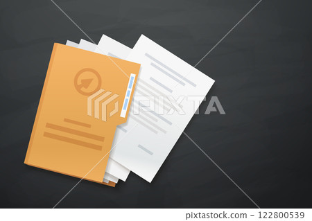 a lying folder with documnets on dark 122800539