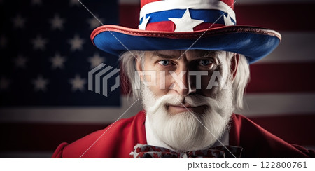 Uncle Sam independence day poster design. United States of America. Ai Generative 122800761