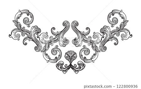 Baroque vintage element with flourish motif illustration 122800936