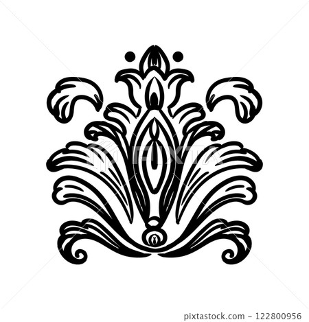 Baroque ornate element with flourish motif illustration 122800956
